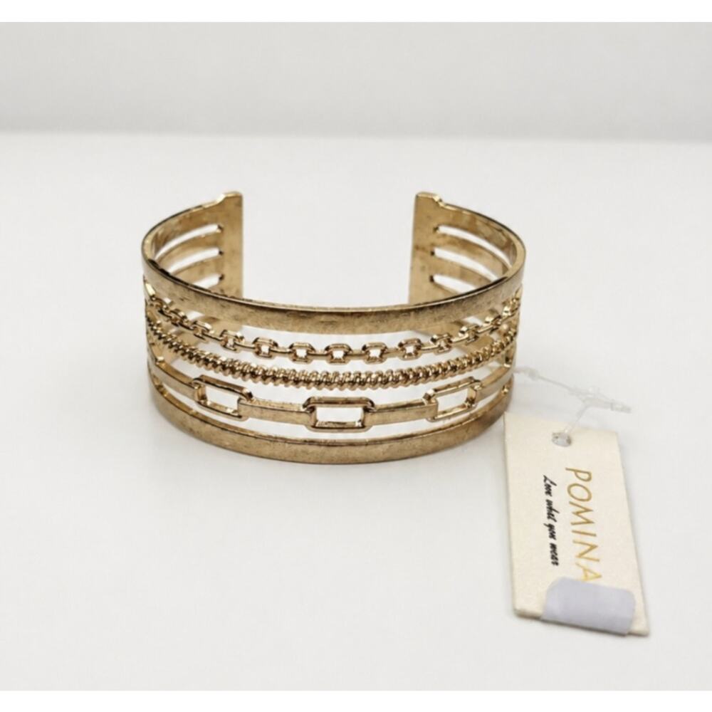 Pomin Matte Gold Cuff Bracelet New